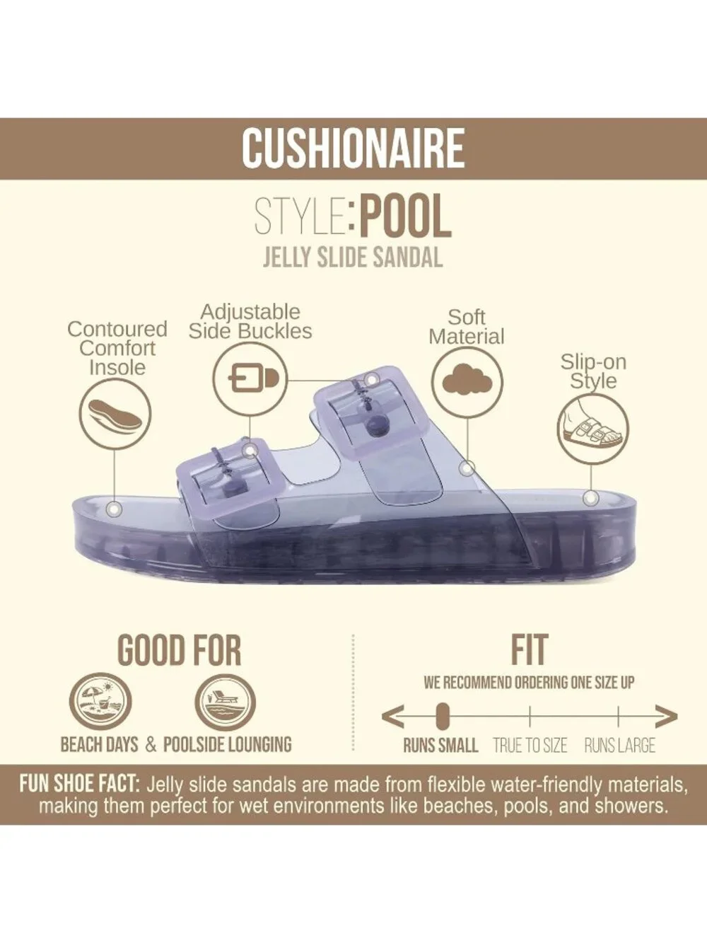Women's Blue Rubber Double Buckle Adjustable Slip-On Water Pool Slides Sandals